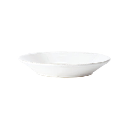 white pasta bowl on white background.