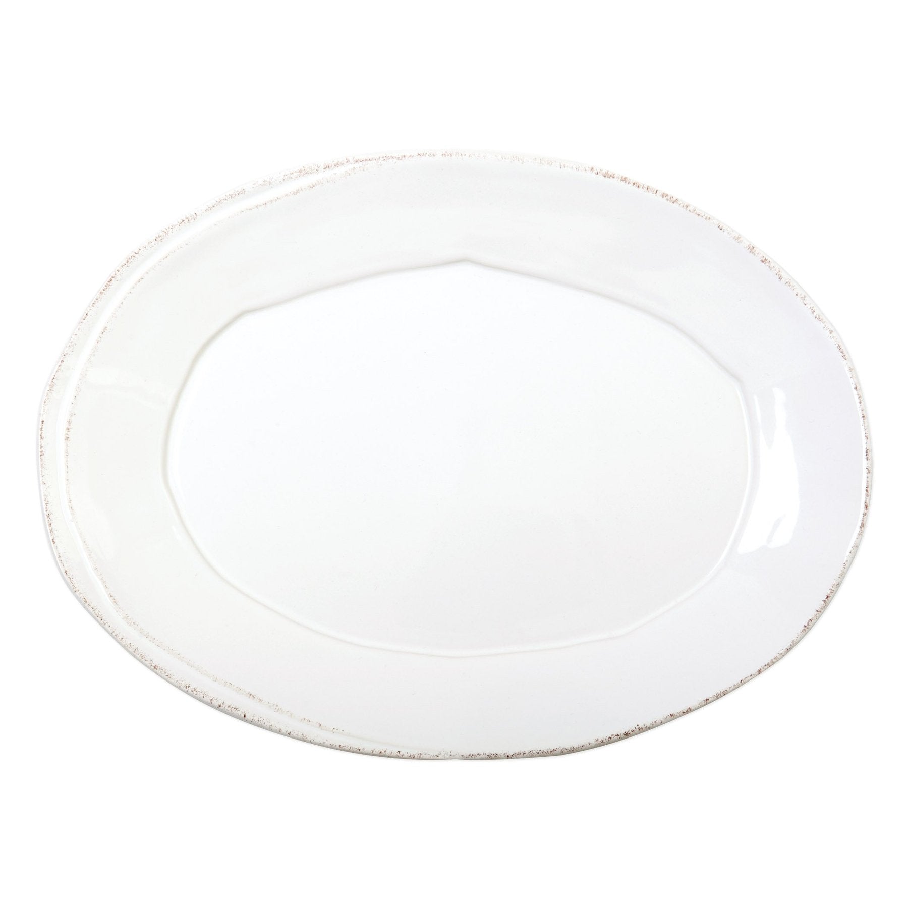 small oval lastra platter on a white background
