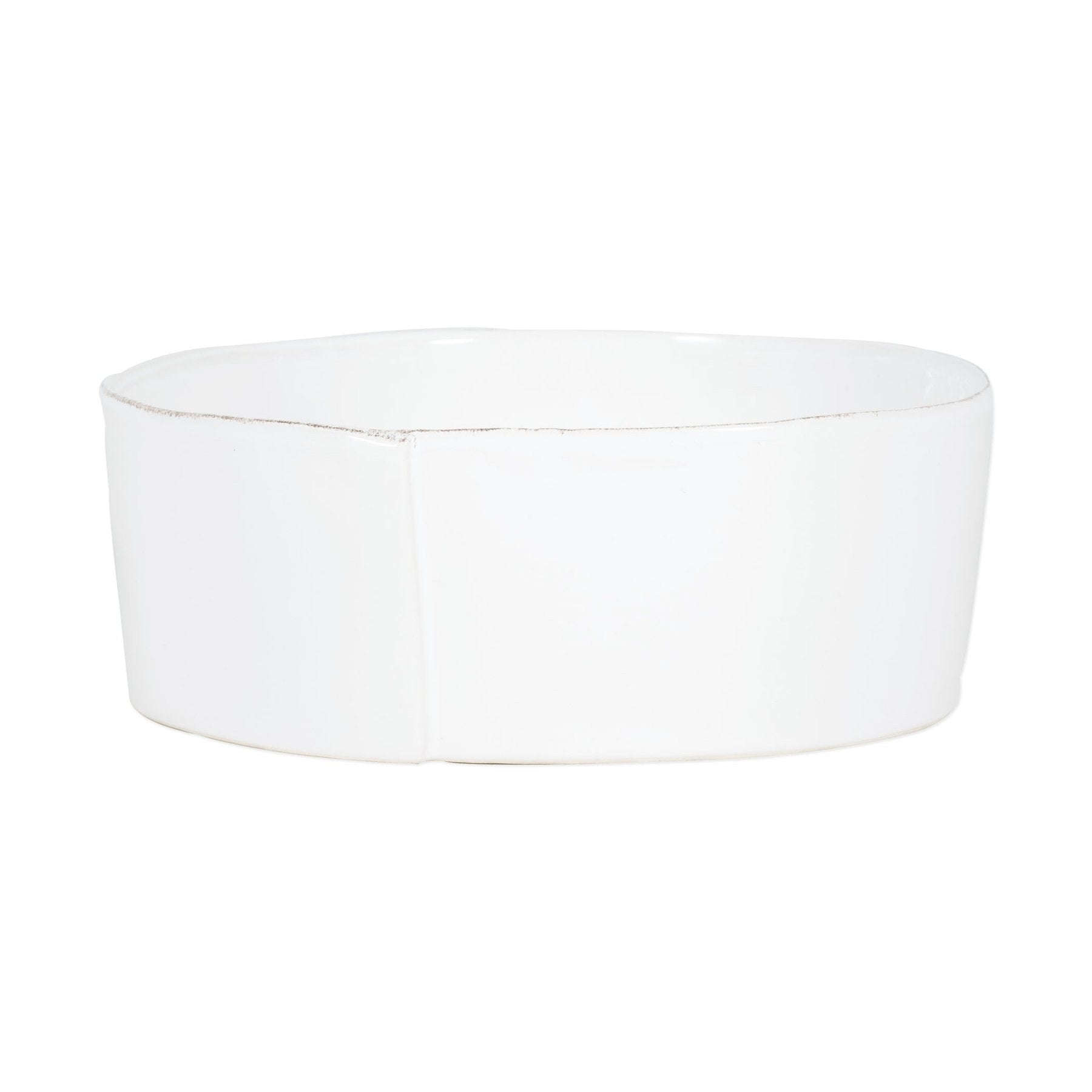 large white serving bowl on white background.