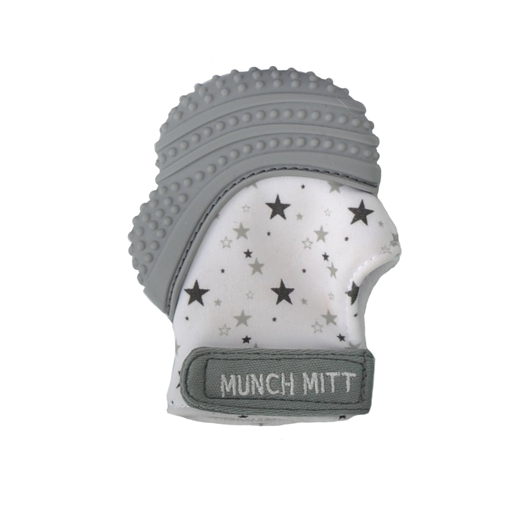 grey stars munch mitt on a white background