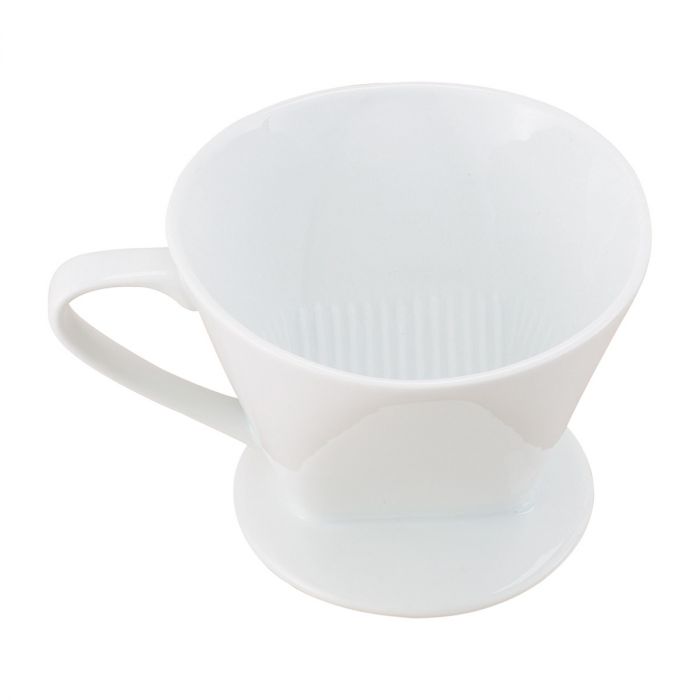 the porcelain coffee filter cone on a white background