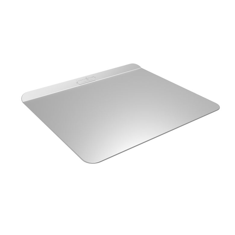 baking sheet with raised edge as handle.