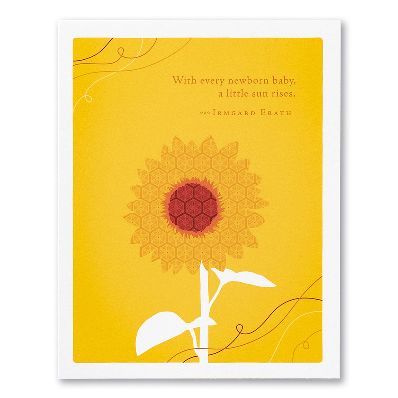 front of card is a sunflower with text