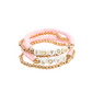 the pink love bracelets on a white background