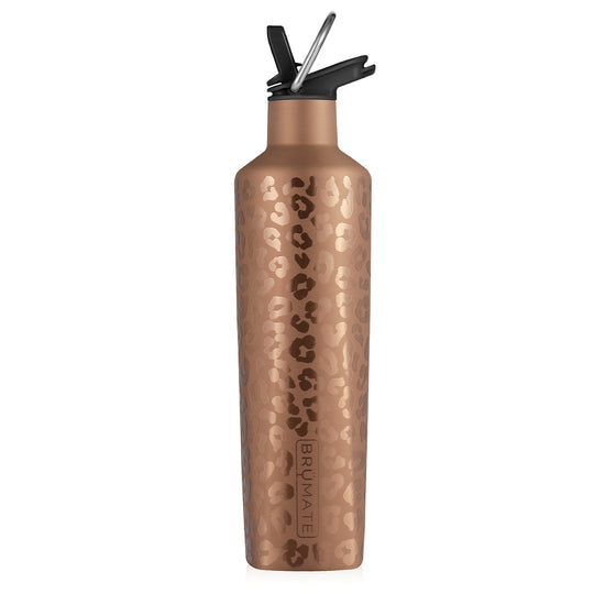 gold leopard rehydration bottle on a white background