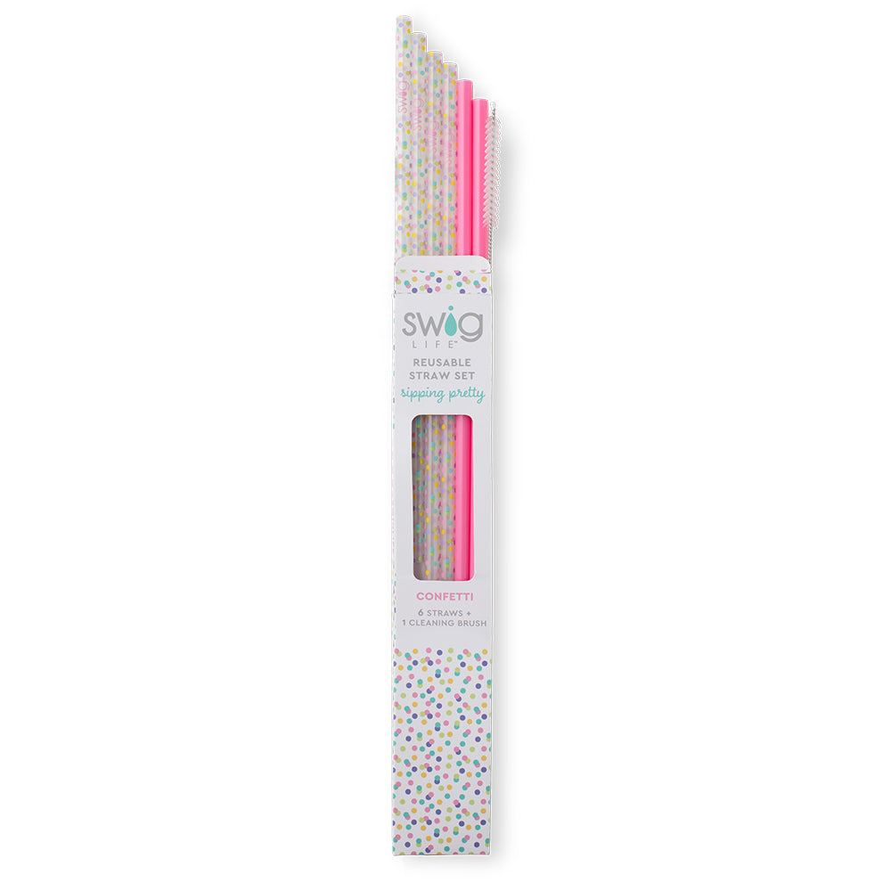 Swig - Straw Set, Confetti & Pink