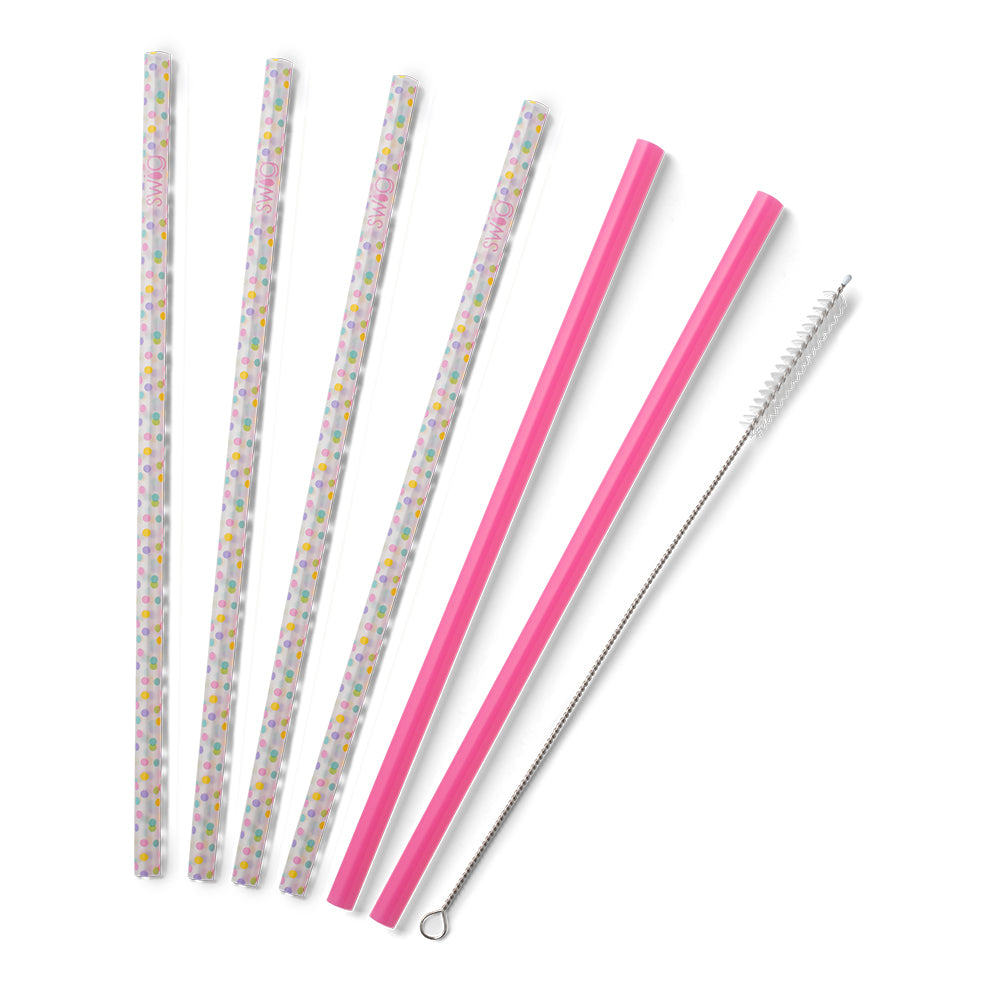  Swig Life Reusable Straws Glitter Clear + Aqua Tall Straw Set &  Cleaning Brush, Each Straw is 10.25 inch Long (Fits Swig Life 20oz  Tumblers, 22oz Tumblers, and 32oz Tumblers) 