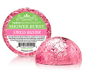 pink stress buster shower burst on a white background