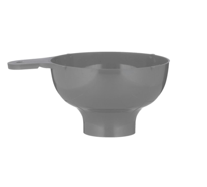 grey funnel with handle on white background.