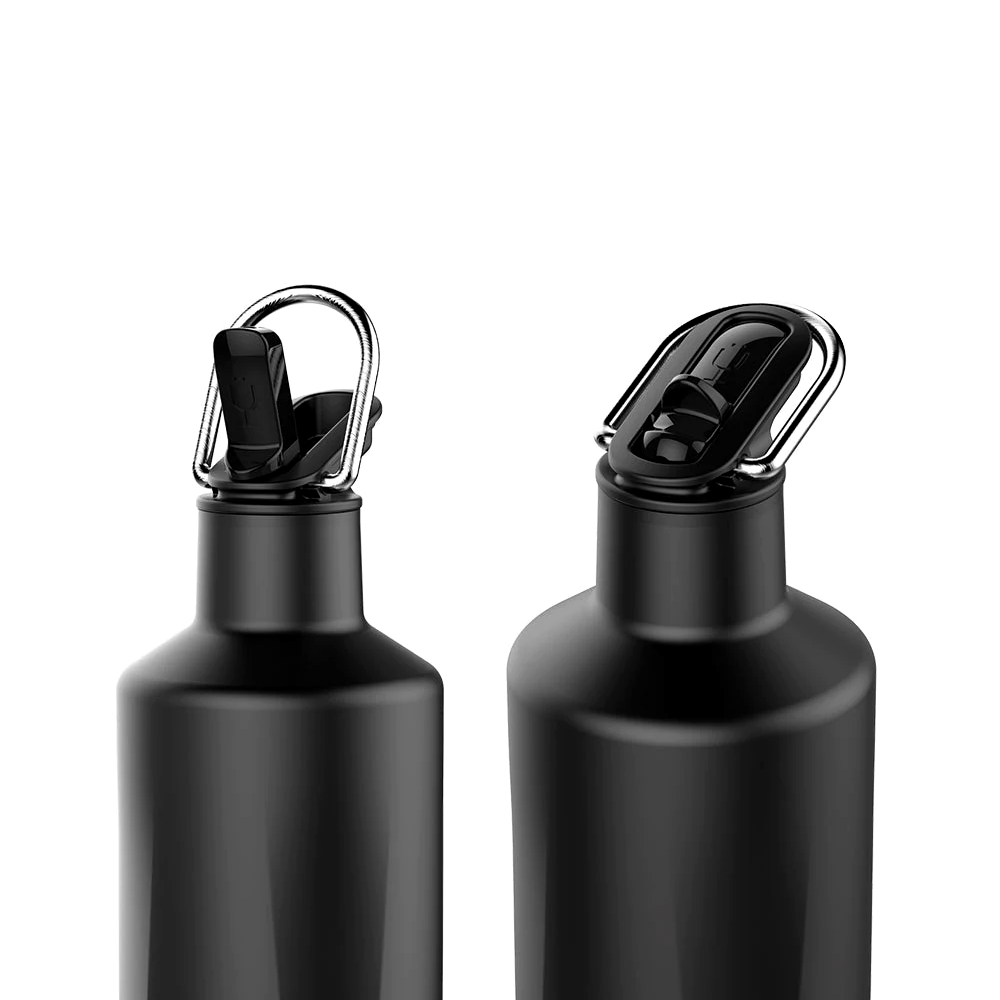 rehydration bottle showing both open and closed tops on a white background