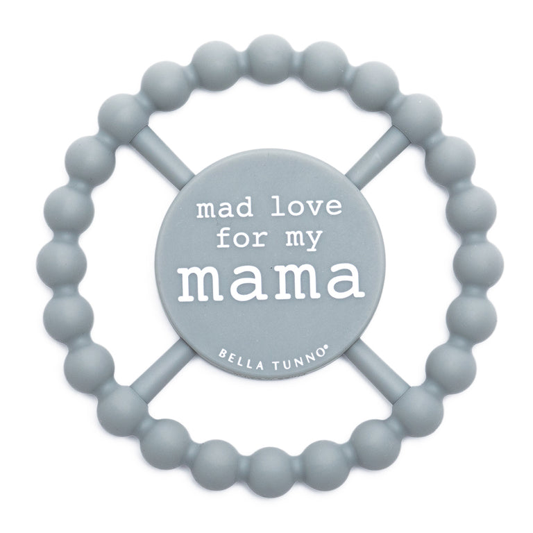 gray mad love for mama teether on a white background