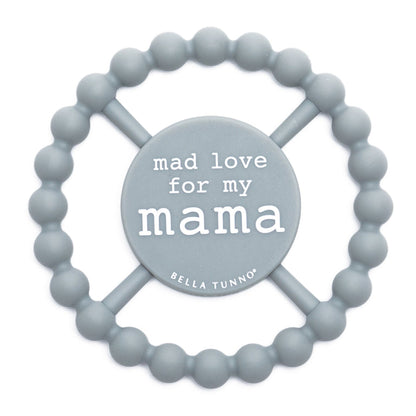 gray mad love for mama teether on a white background