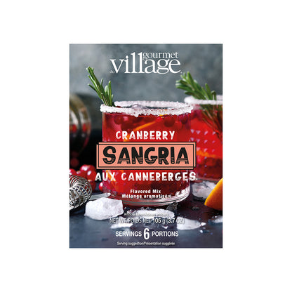 package of cranberry sangria mix with picture of a cranberry sangria drink with salt on the rim displayed against a white background