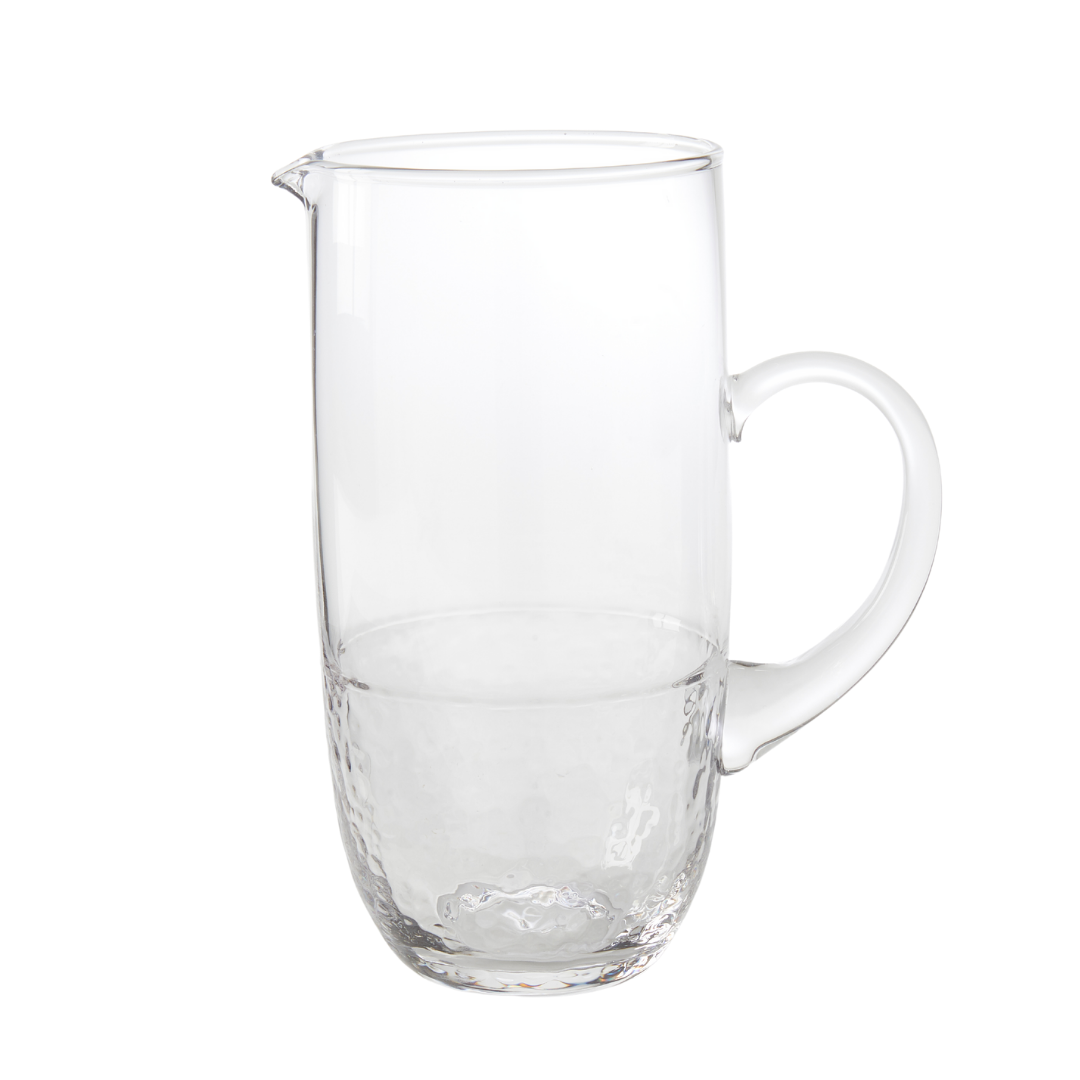 glass pitcher on white background.