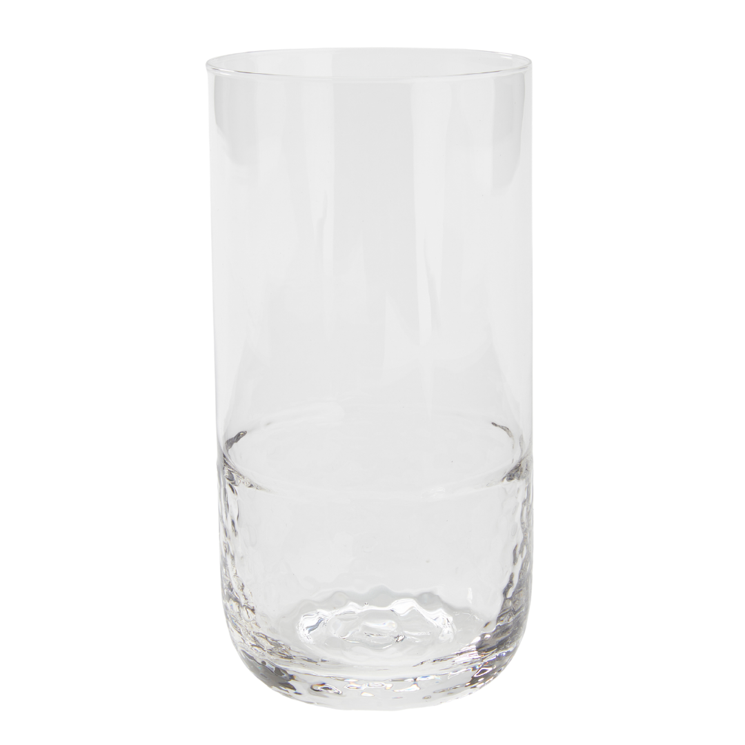 tall drinking glass on white background.
