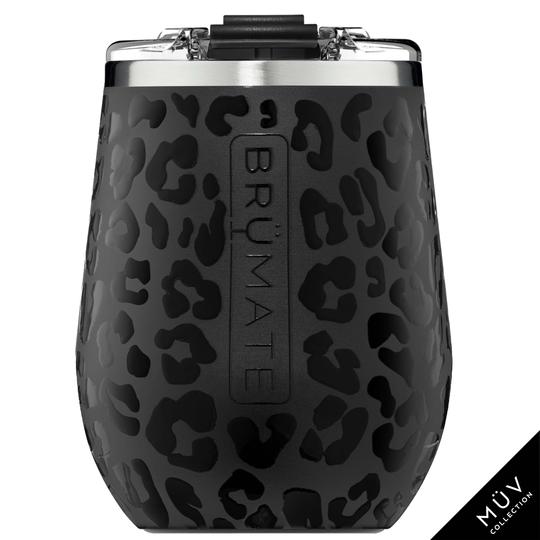 onyx leopard uncorked wine tumbler on a white background