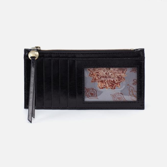 front view of the black carte card case on a white background