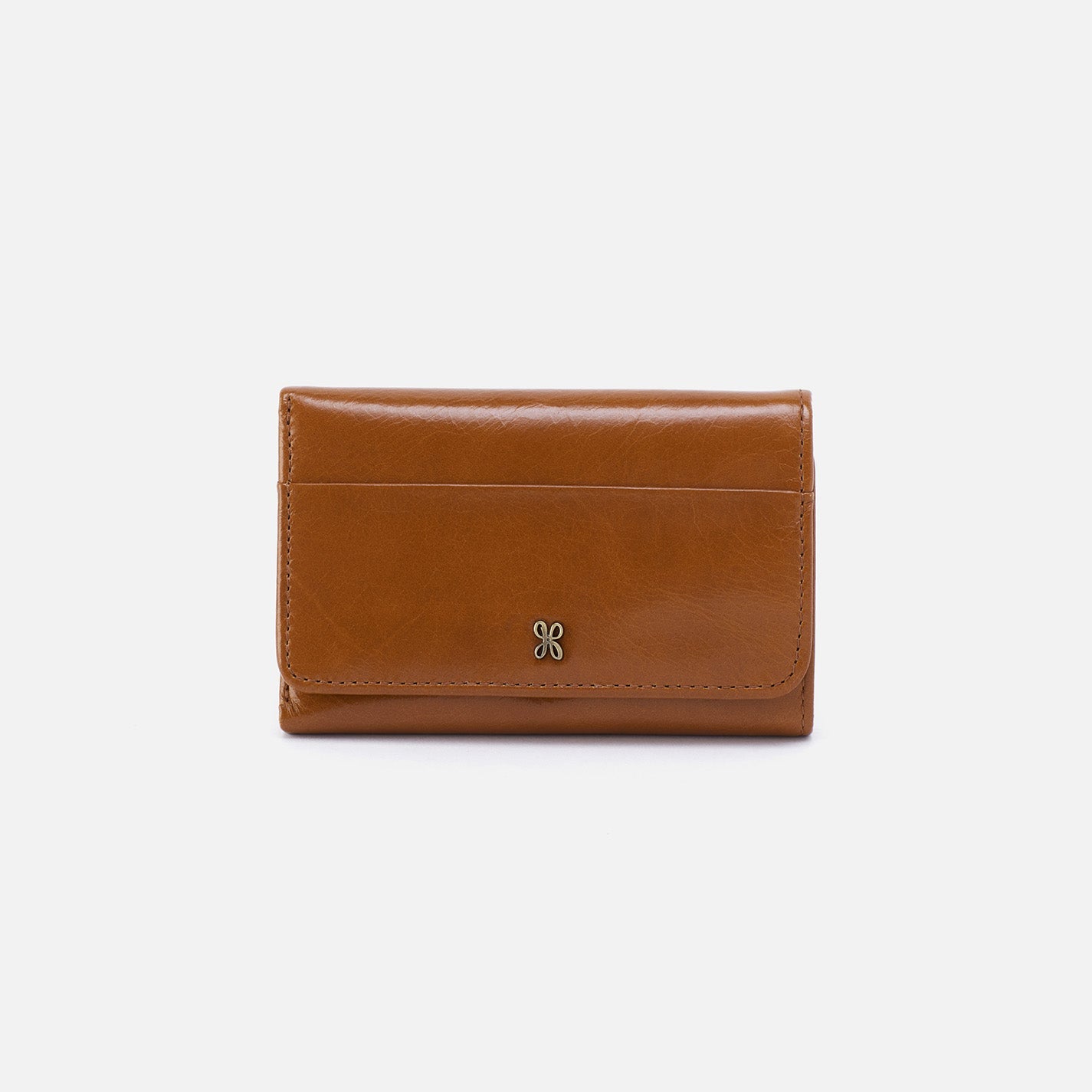 front view of the truffle jill trifold wallet on a white background