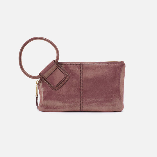 front view of sugar plum sable wristlet on white background.