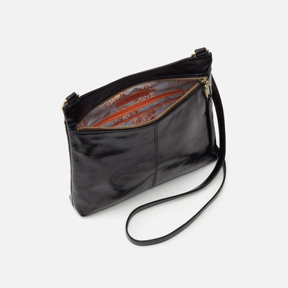 open view of the black cambel crossbody on a white background