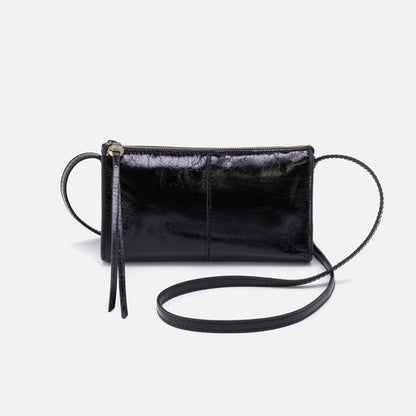 front view of black jewel crossbody on white background.
