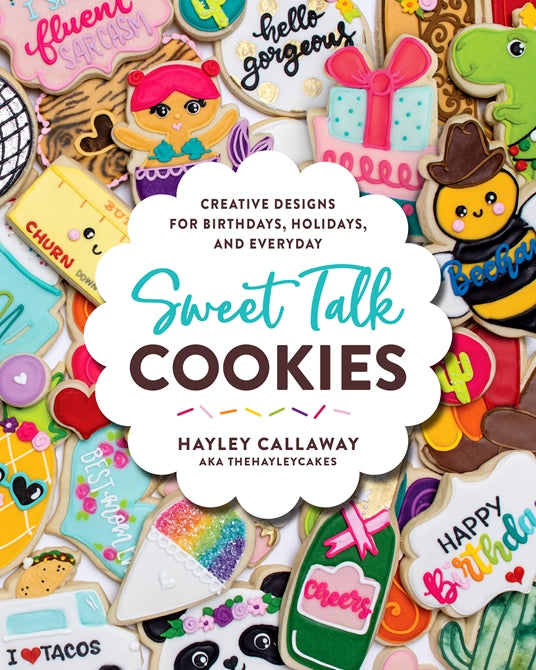 cover of book is a picture filled with decorated cookies, title, and authors name