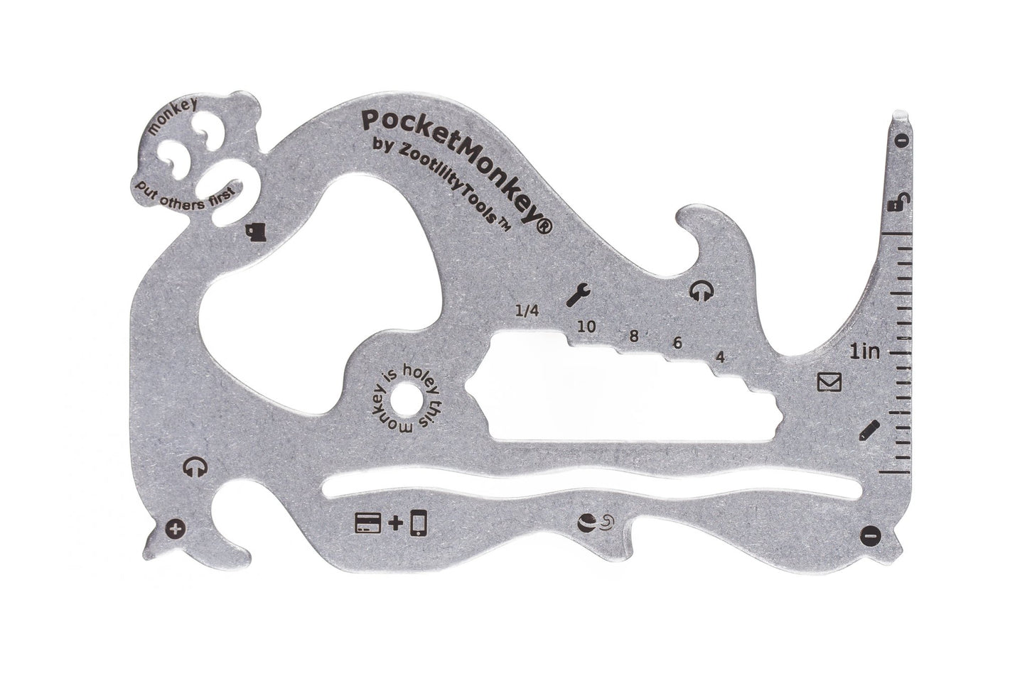 metal multi-tool with various cut-outs and measurements on a white background.
