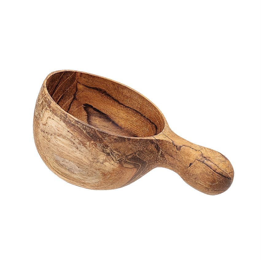 HKliving USA AKE1120 Hand Carved Teak Wooden Ladle with Hole