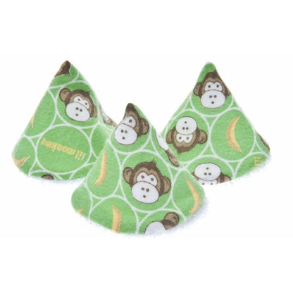 three monkey patterned pee-pee teepees on a white background