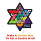 games pieces assembled with text "make a golden star to get an double win".