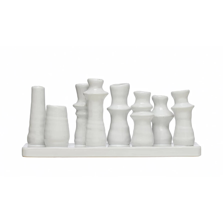 stoneware multi vase with eight sections on a white background