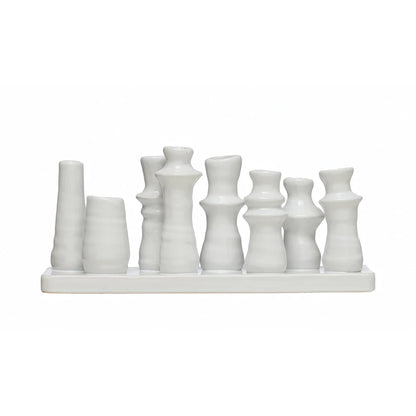 stoneware multi vase with eight sections on a white background