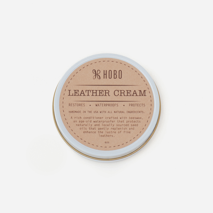 leather cream tin on a white background