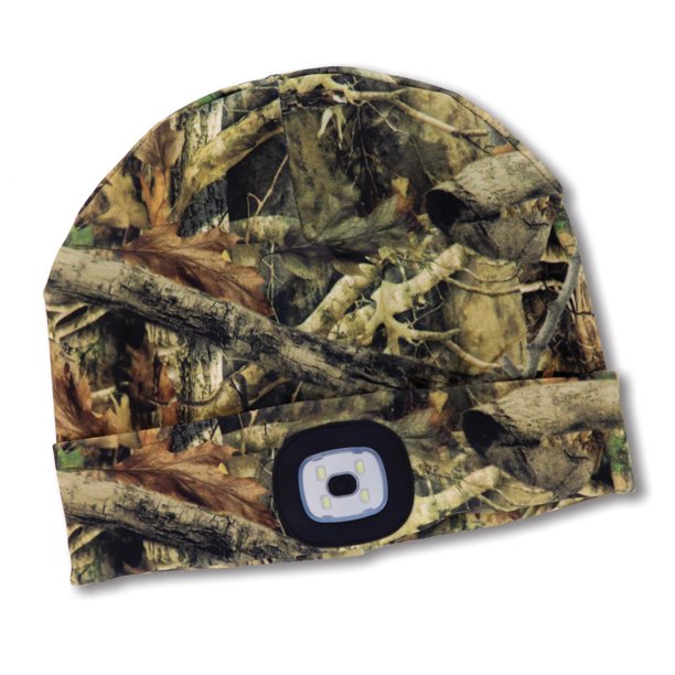 camo Men's Rechargeable LED Beanie displayed against a white background