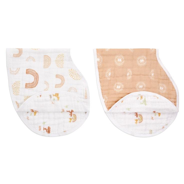 two keep rising burpy bibs on a white background