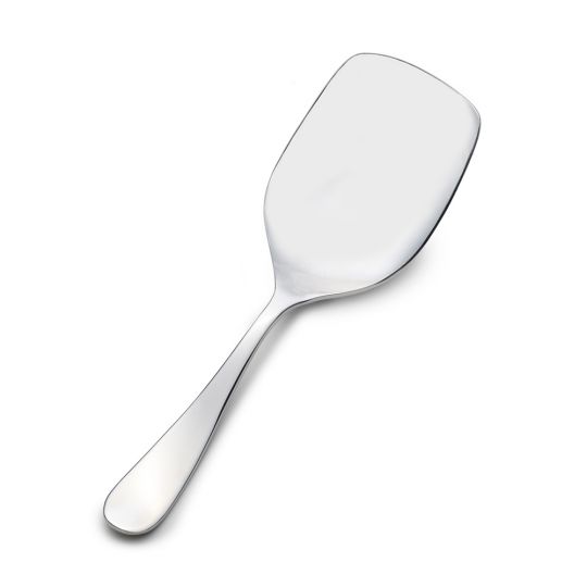 stainless steel scoop on a white background