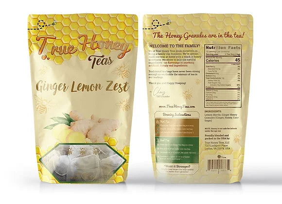 Front and back view of package with nutrition facts and ingredient list. For more information call 501-327-2182.