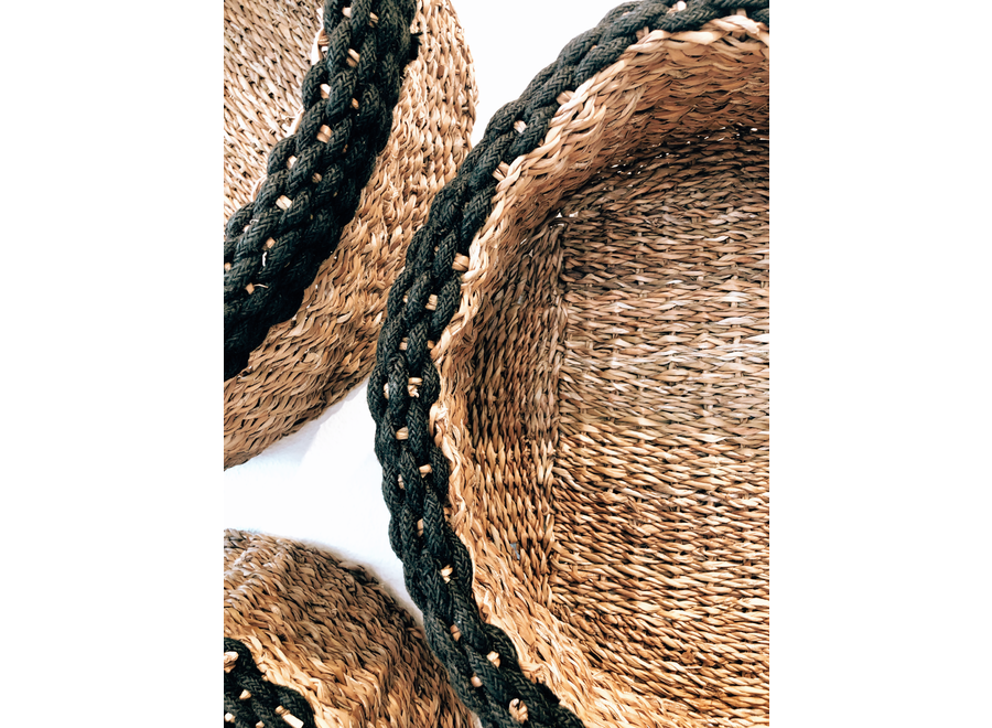 close-up top view of basket rims.