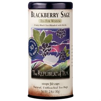 blackberry sage black tea canister on a white background