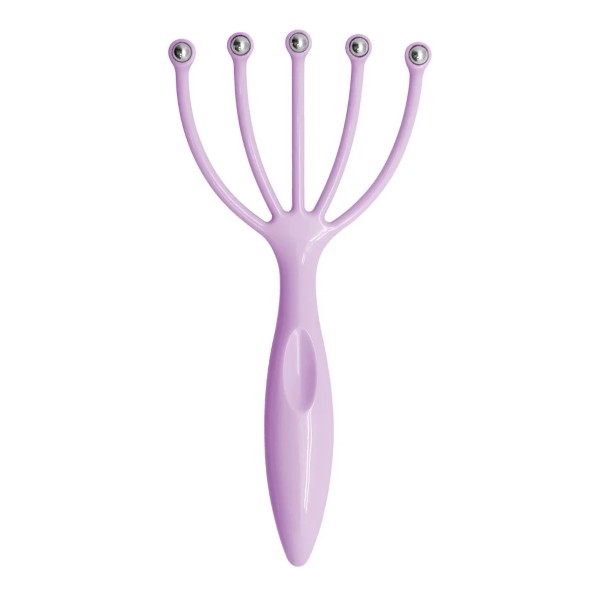 purple mini prong head massager on a white background