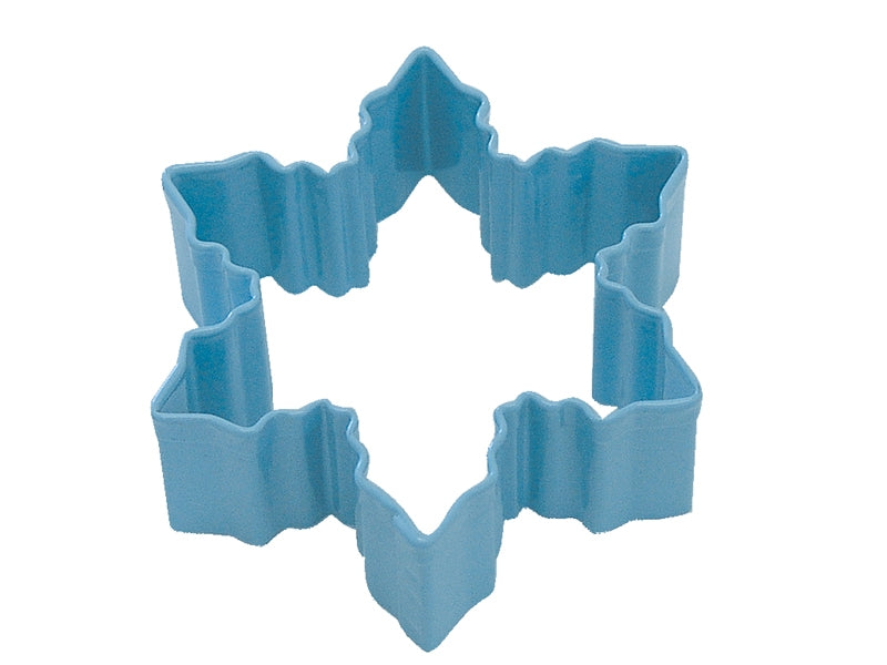 snowflake shaped metal cookie cutter.
