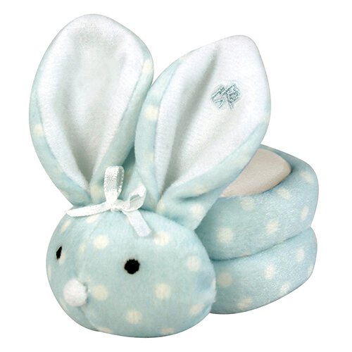 blue polka dot boo bunnie comfort toy on a white background