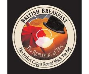 individual british breakfast black tea bag on a white background