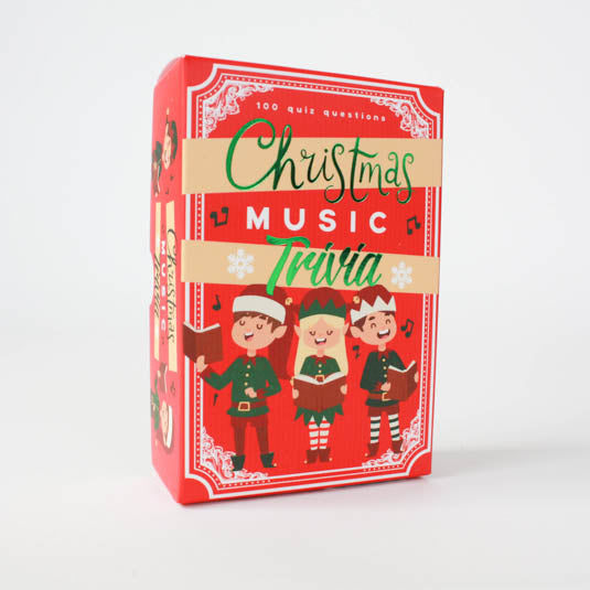 Christmas Music Trivia boxed card deck.