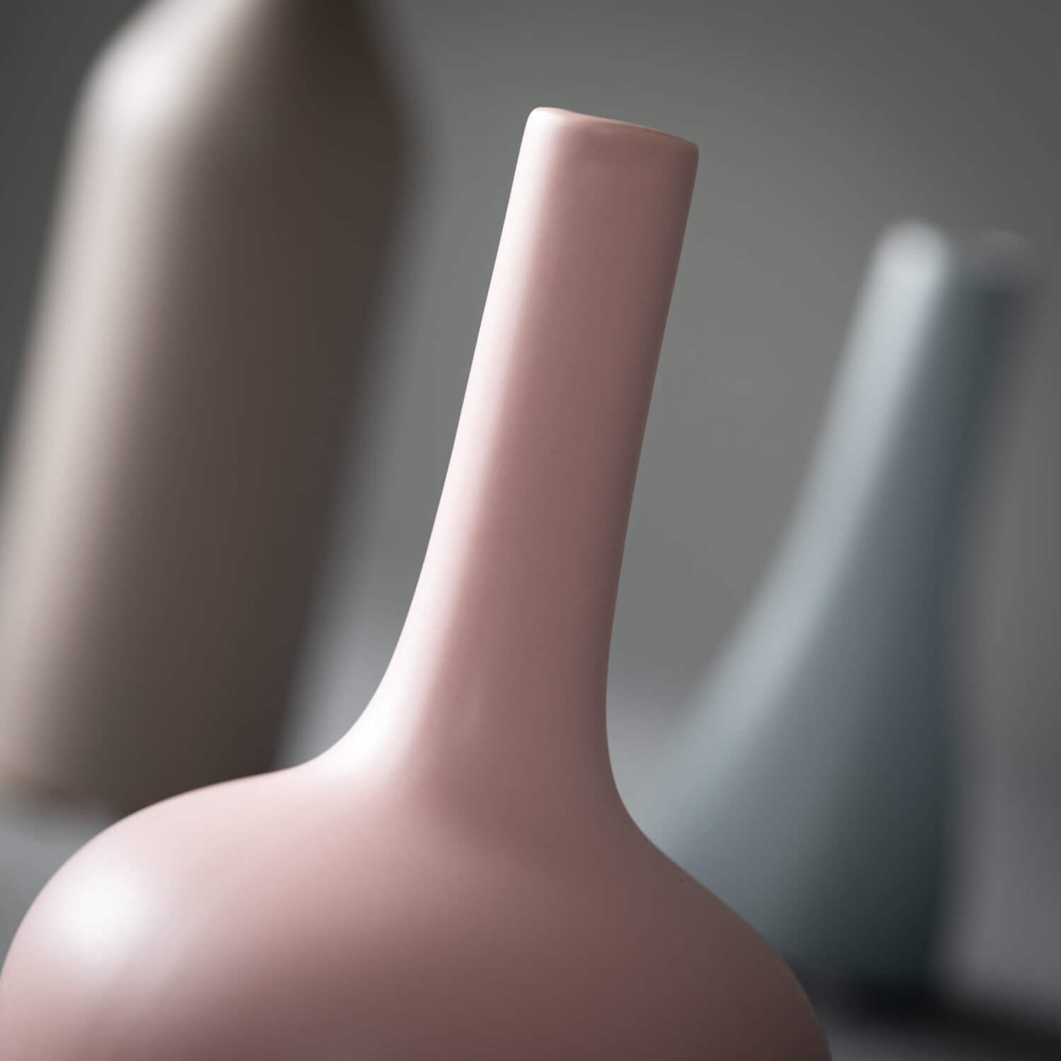 close-up of light pink vase.