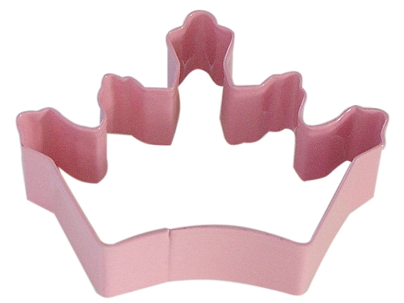 crown shaped pink metal cookie cutter.