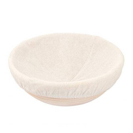 the round bread proofing basket on a white background
