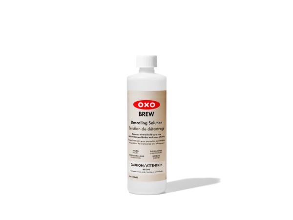 bottle of brew descaling solution on a white background