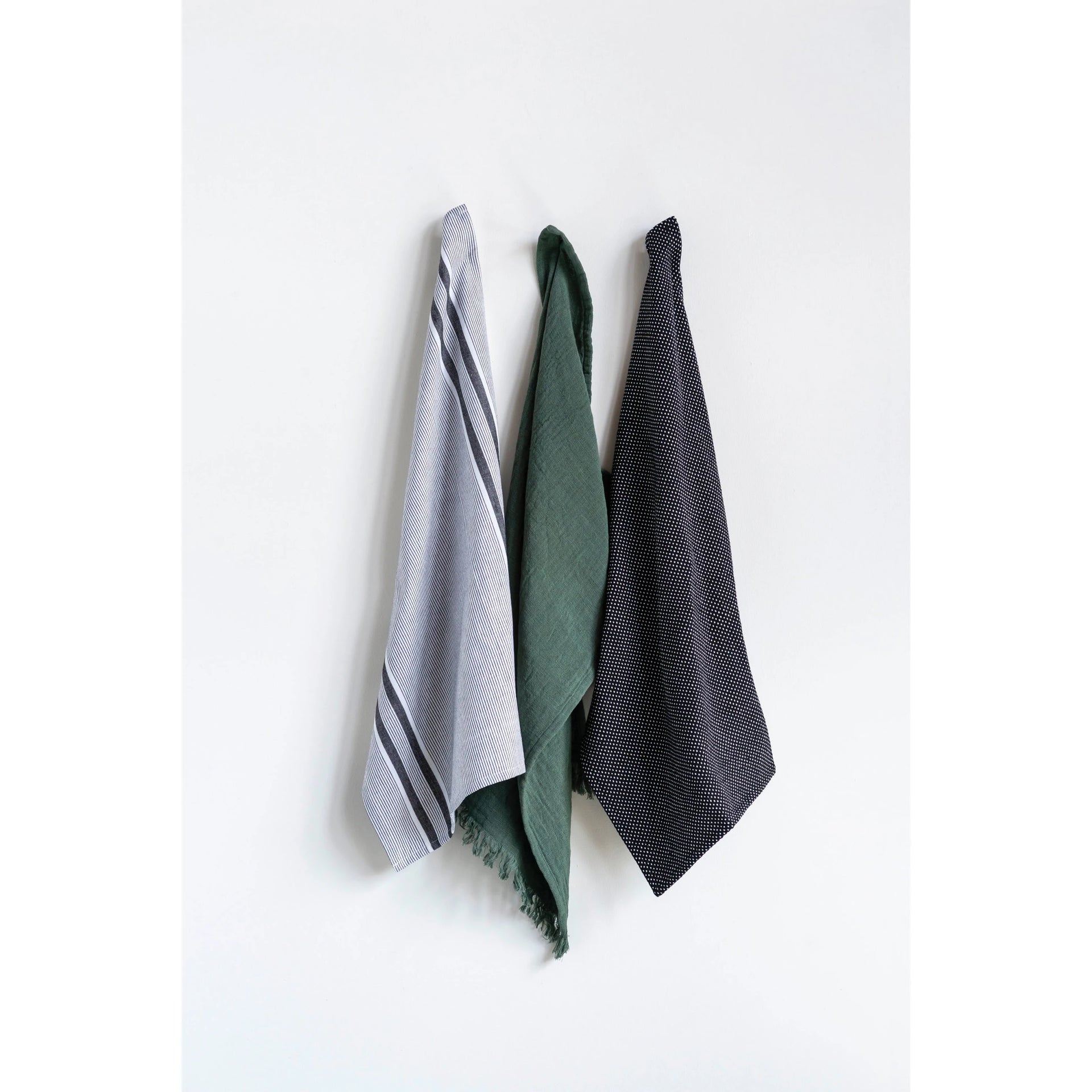 Creative Co-Op Black & White Grid Tea Towel - CORK