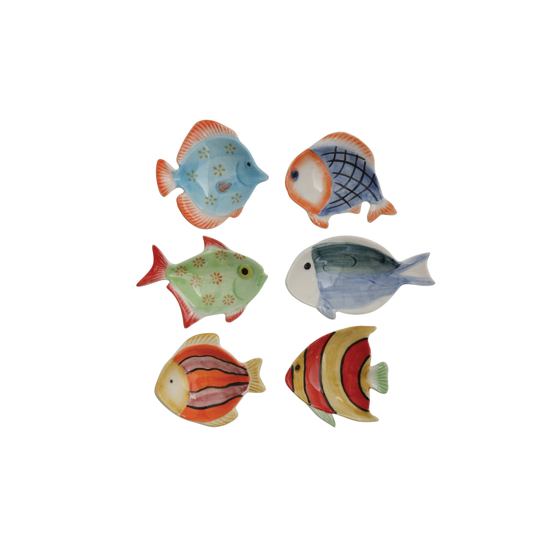 6 styles of fish dishes in 2 rows on a white background.
